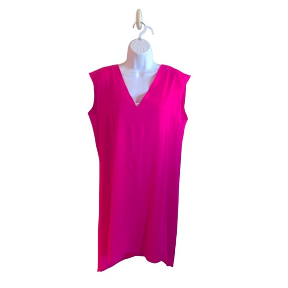 Tacera Sleeveless V Neck Shift Dress Hot Pink Relaxed Fit Womens Size Medium - Picture 2 of 14